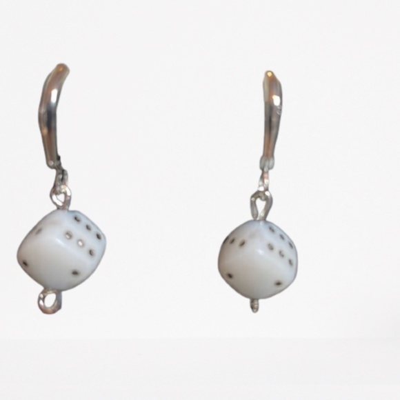 Vintage Jewelry - FREE Dice silver hoop earrings